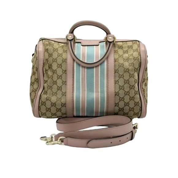 Gucci GG Monogram Vintage Web Medium Boston Pink Blue*AWESOME 2-WAY! - Picture 12 of 16